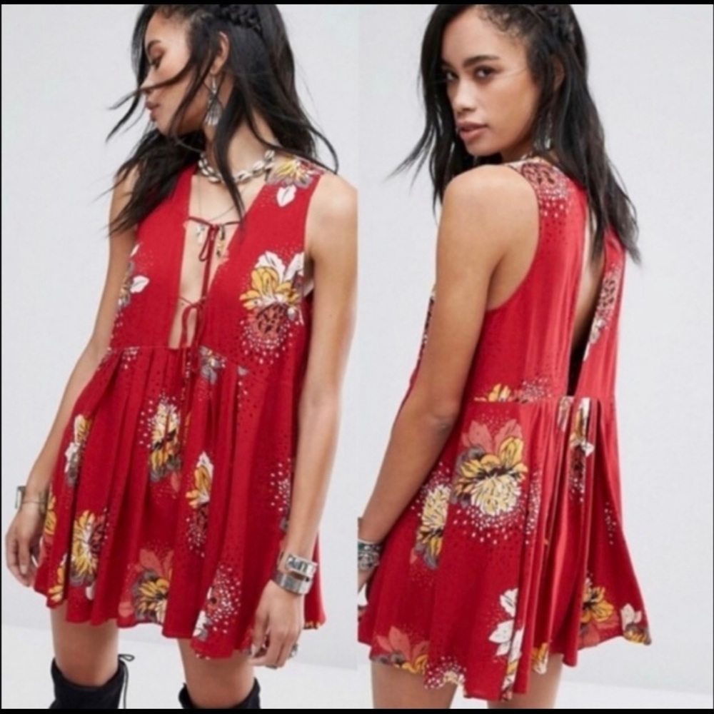 Free People Lovely Day Swing Tunic, Red